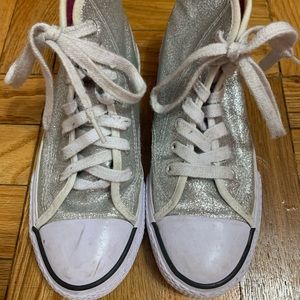 Jojo siwa high tops silver glitter girls 3 laced